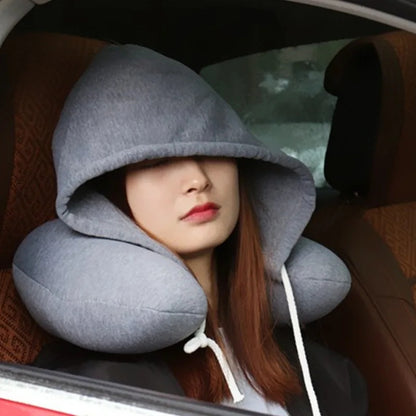 Microfiber Travel Neck Pillow with Hoodie