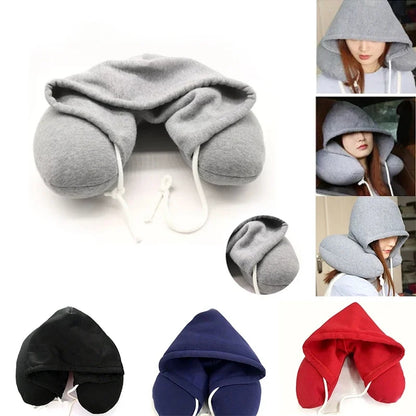 Microfiber Travel Neck Pillow with Hoodie