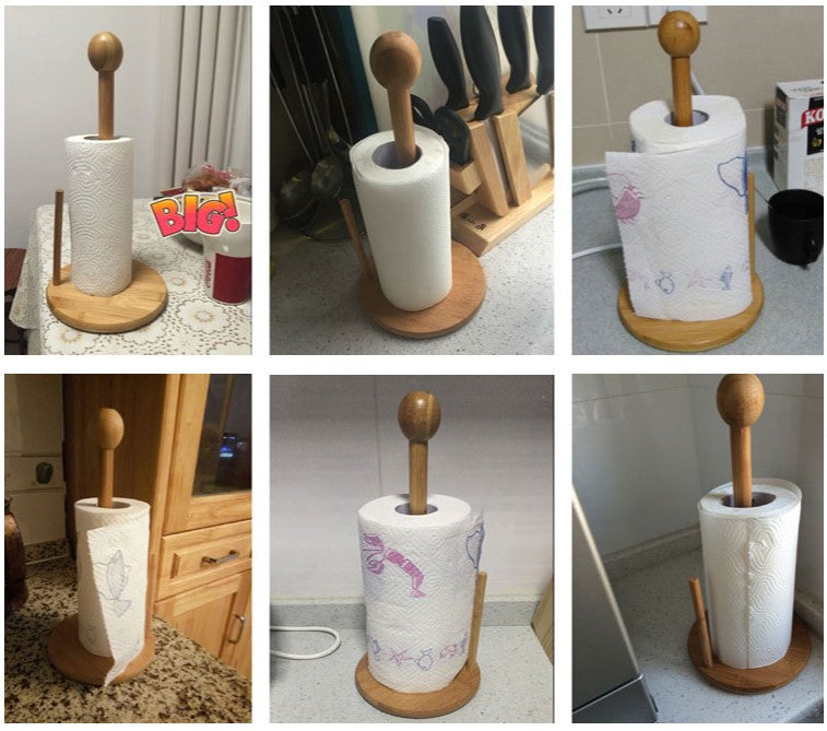 Bamboo kitchen towel holder