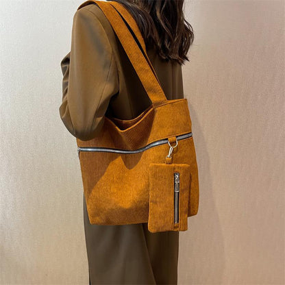 Casual corduroy shoulder Bag