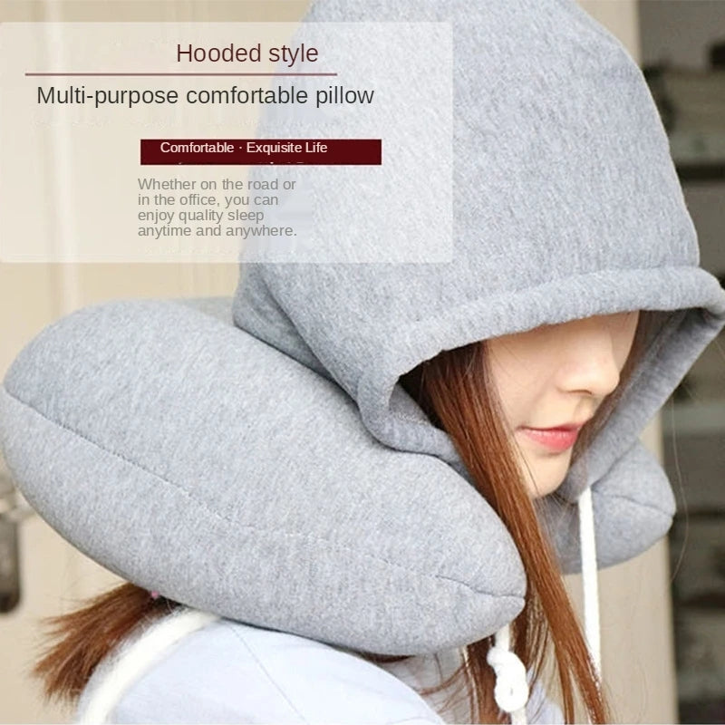 Microfiber Travel Neck Pillow with Hoodie