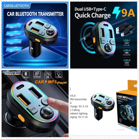 USB Car fast Charger/Bluetooth Modulator