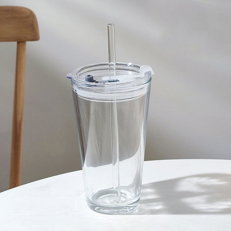 Glass Tumbler with straw