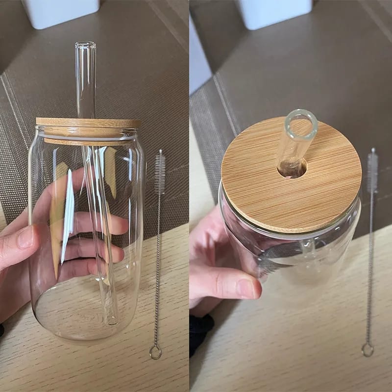 Glass cup with Straw(500ml)