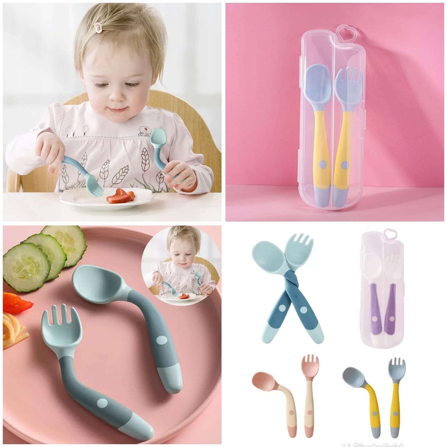 baby bendable silicon spoon fork set