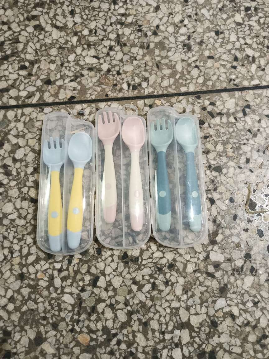 baby bendable silicon spoon fork set