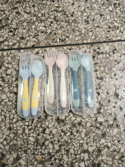 baby bendable silicon spoon fork set