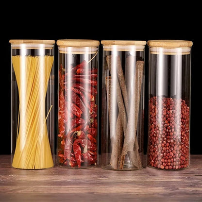 Glass Spaghetti Jar with Bamboo lid(2L)