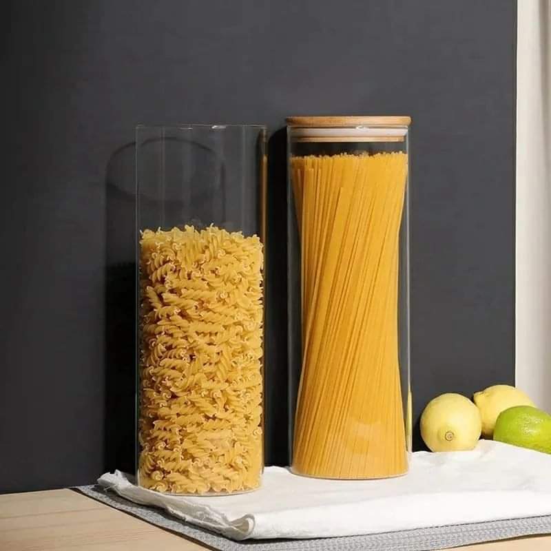 Glass Spaghetti Jar with Bamboo lid(2L)