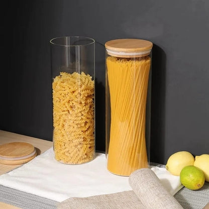 Glass Spaghetti Jar with Bamboo lid(2L)