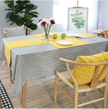 Cotton Linen 6-seater dining table cloth