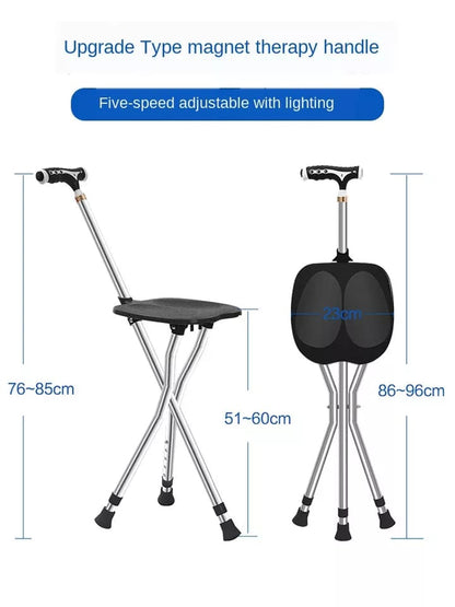 2 in 1 elderly walking stick cum stool