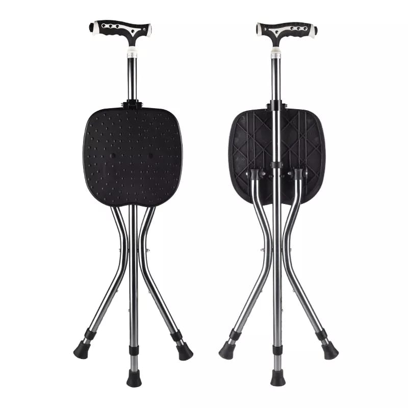 2 in 1 elderly walking stick cum stool