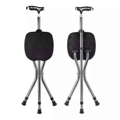 2 in 1 elderly walking stick cum stool