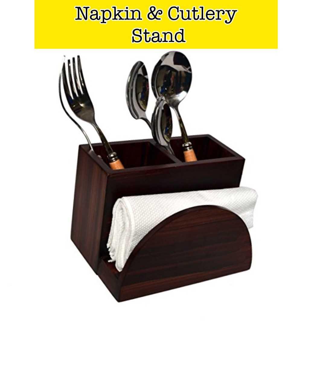 Wood cutlery and napkin holder