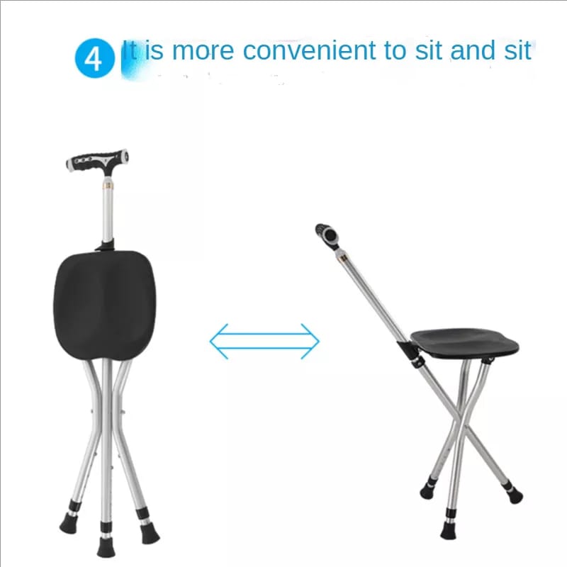 2 in 1 elderly walking stick cum stool