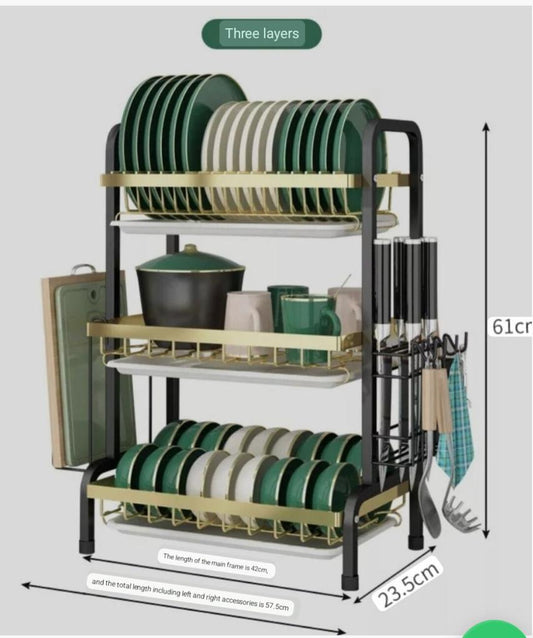 3 layer golden black dishrack