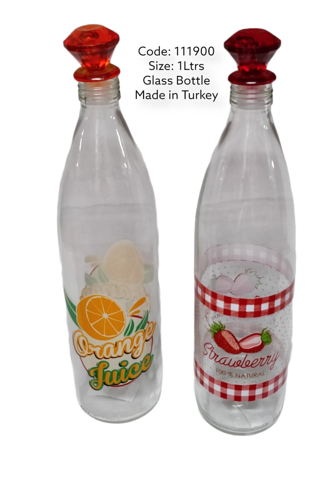 glass bottle 1Ltrs (2 pcs)