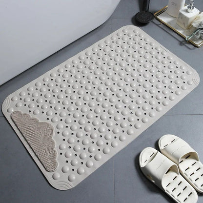 Large bathroom mat with scrubber