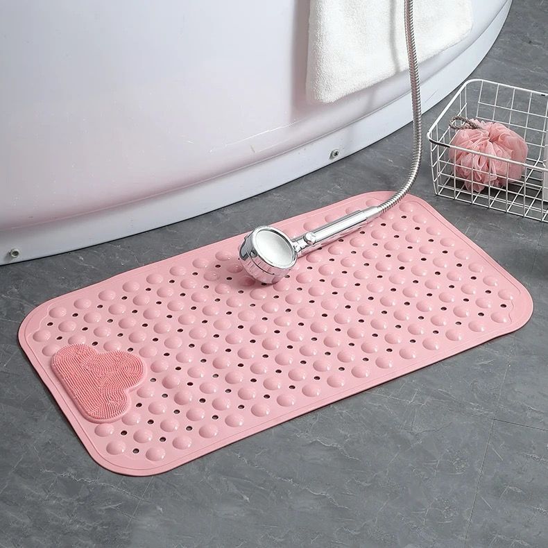 Large bathroom mat with scrubber