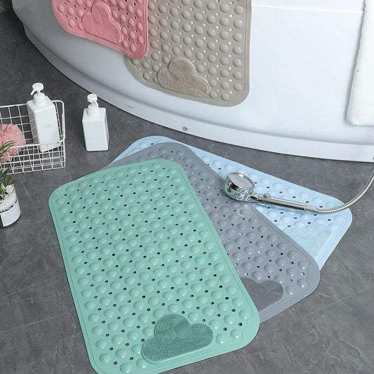 Large bathroom mat with scrubber