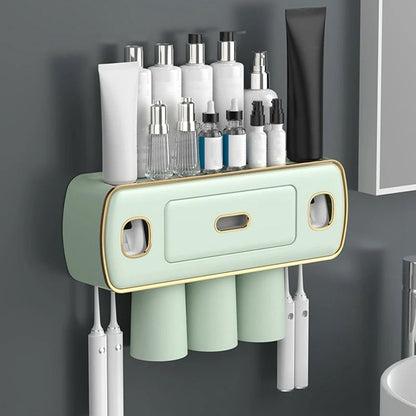 Toothbrush and toothpaste holder