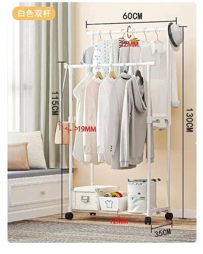 Compact wheeled cloth organizer rack