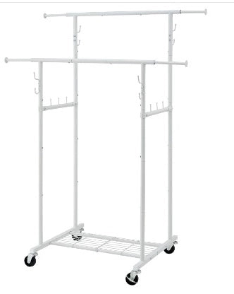 Compact wheeled cloth organizer rack