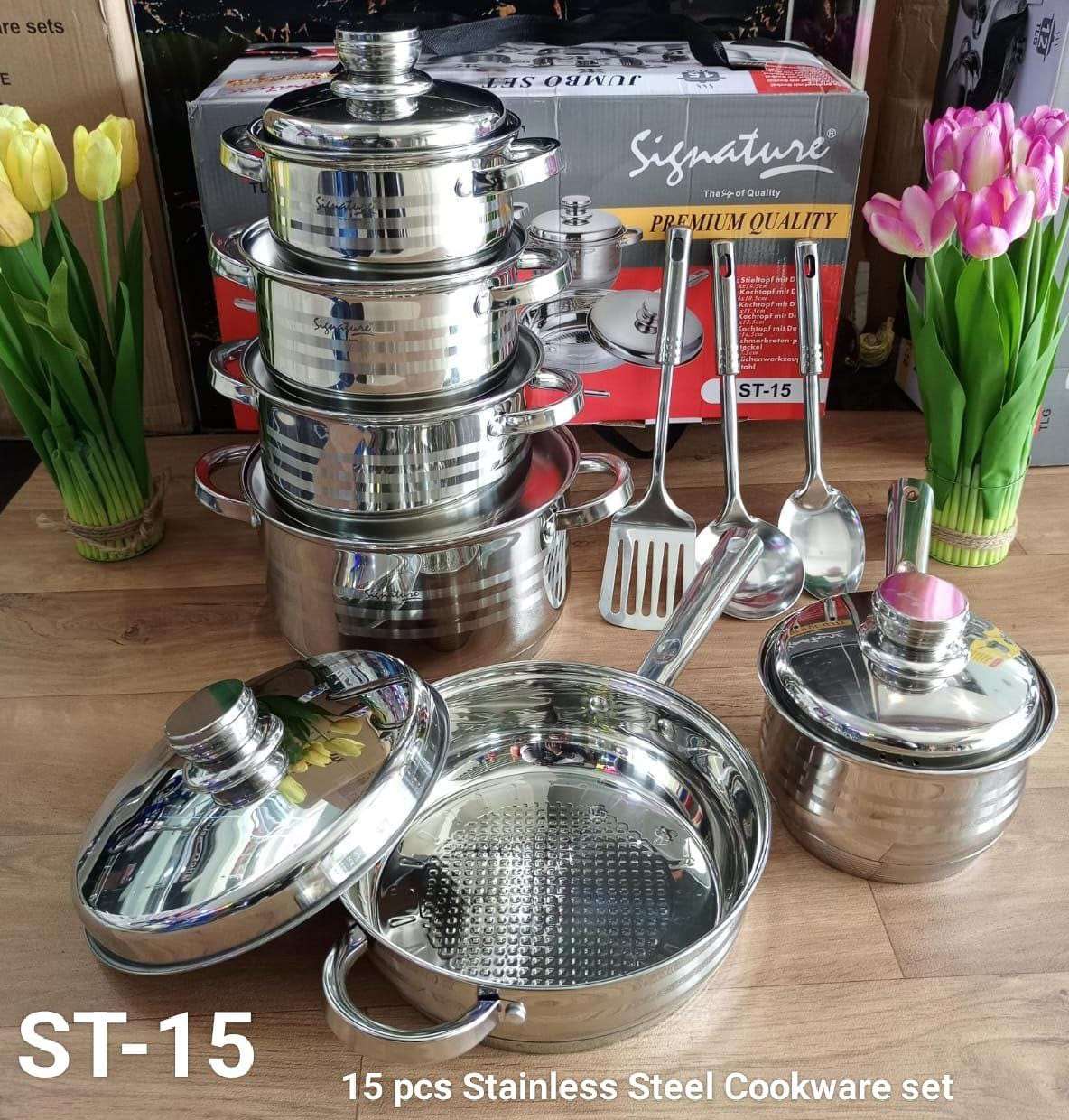 15 pcs Stainless steel Cookware