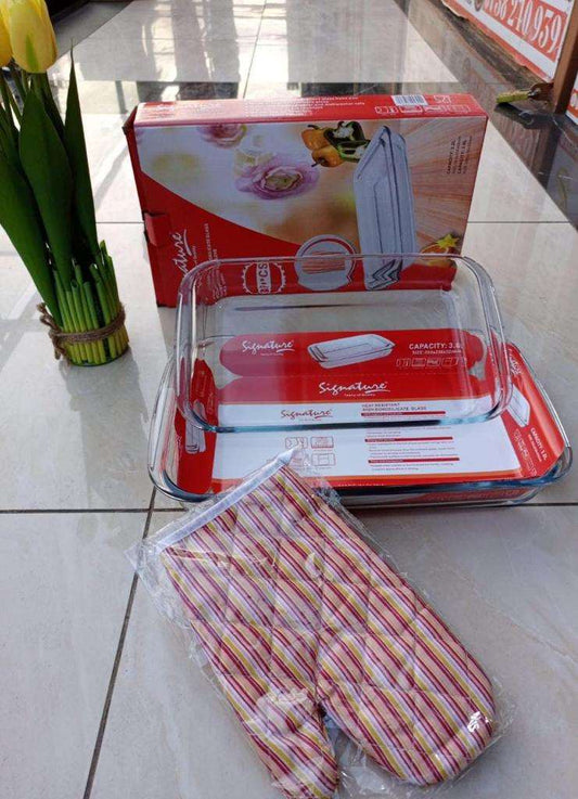 2pcs rectangular glass baking set