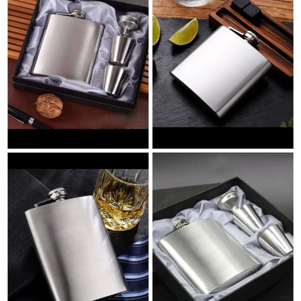 Whiskey flask gift set