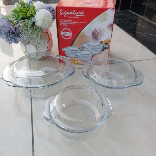 Borosilicate Glass Casserole with Lid(3 pcs)