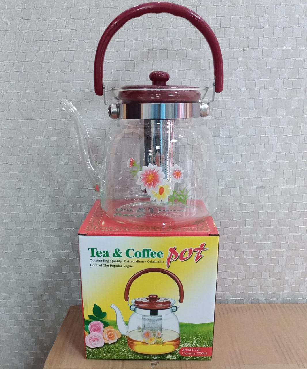 2.2 Ltrs heat resistant glass kettle