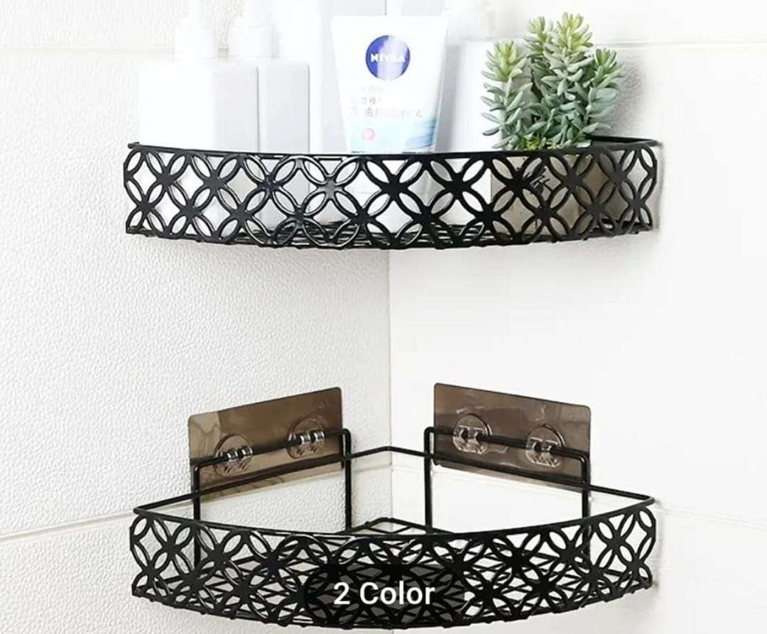 heavy gauge triangular metallic corner shelf