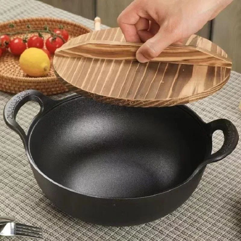 Pure Cast Iron Flat Bottom Wok(27cm)