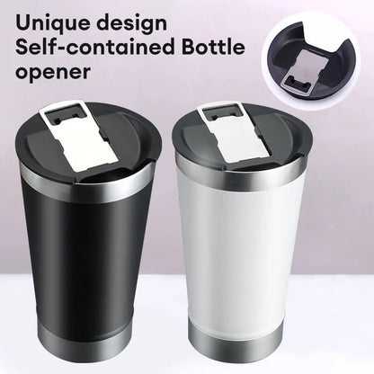 Portable thermal cup with opener