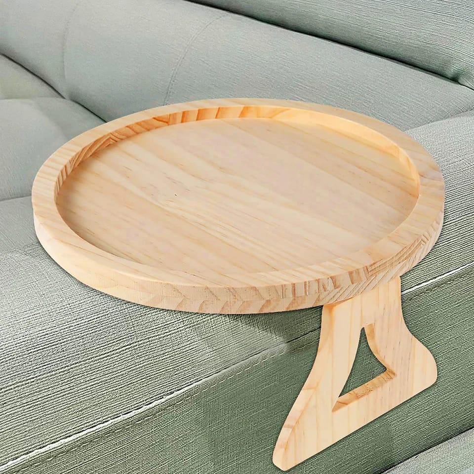 Round bamboo sofa tray