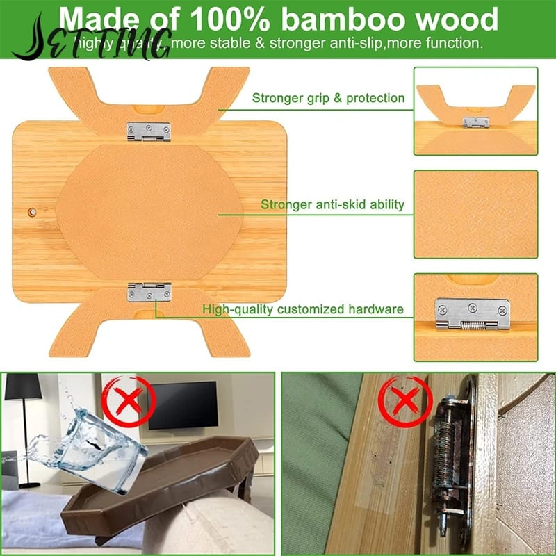 Rectangular bamboo sofa tray