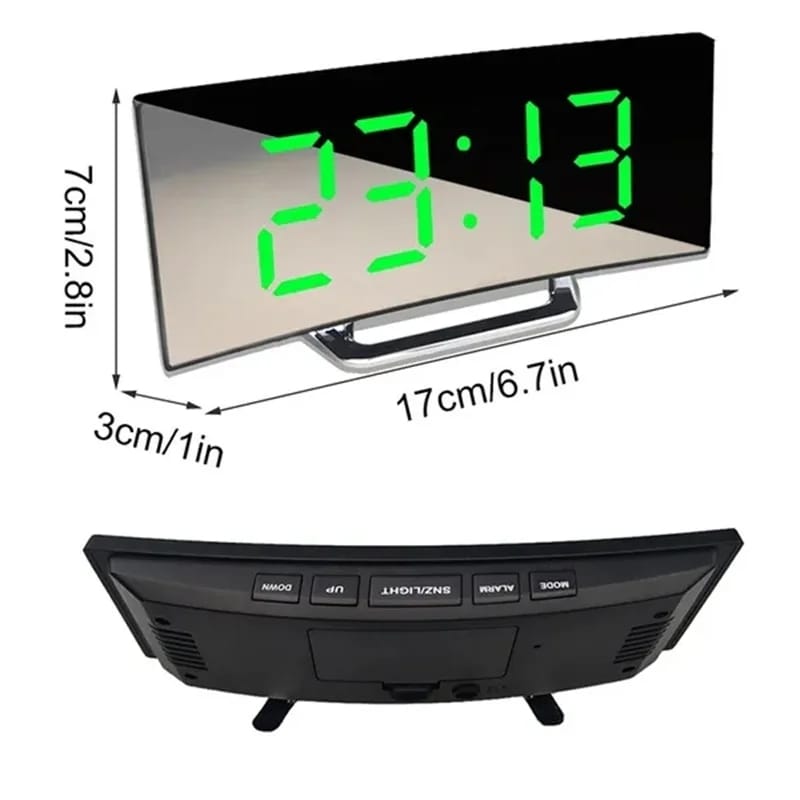 Curved digital alarm clock