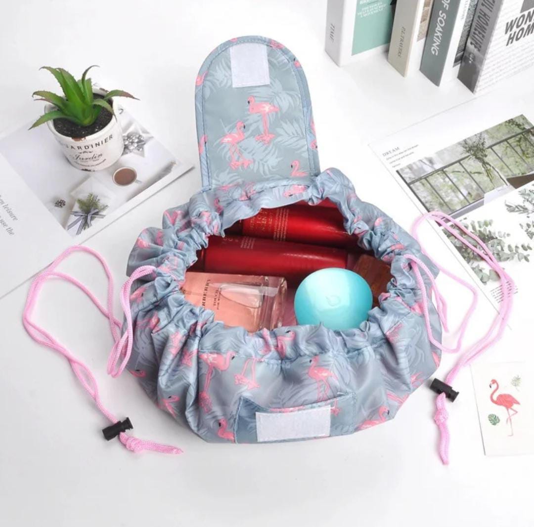 Drawstring makeup bag