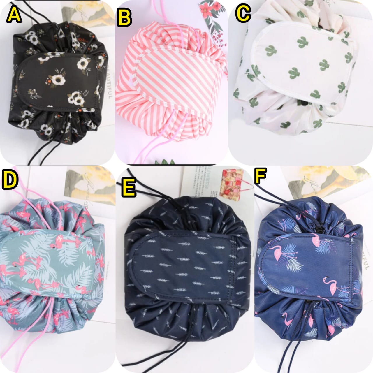 Drawstring makeup bag