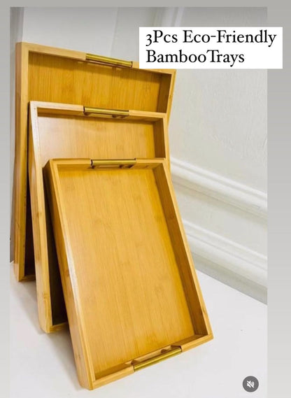 3pcs Eco-Friendly Bamboo Trays