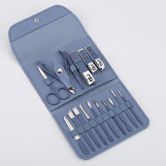 Pedicure/manicure 16pc set with leather pouch