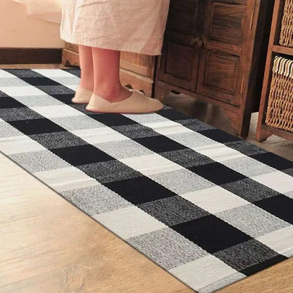 130cm Woven Rug(Black&White)Stripped