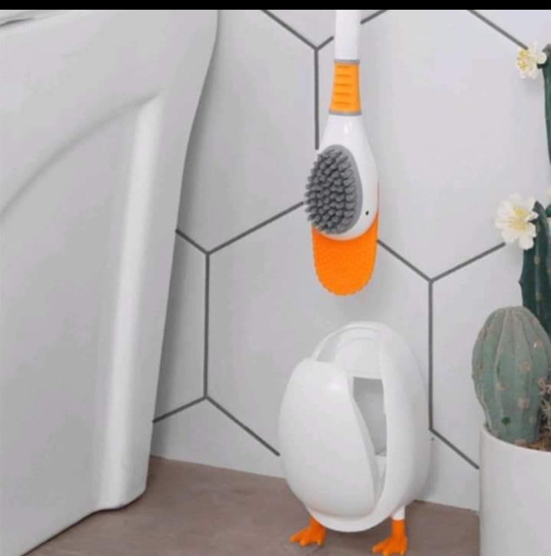 Duck shaped toilet brush holder