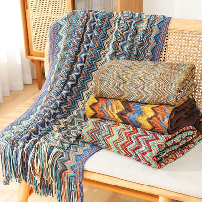 Bohemian soft knit Blanket(130*200cm)