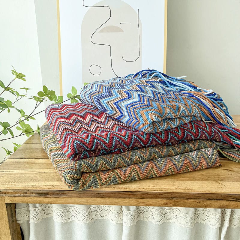 Bohemian soft knit Blanket(130*200cm)