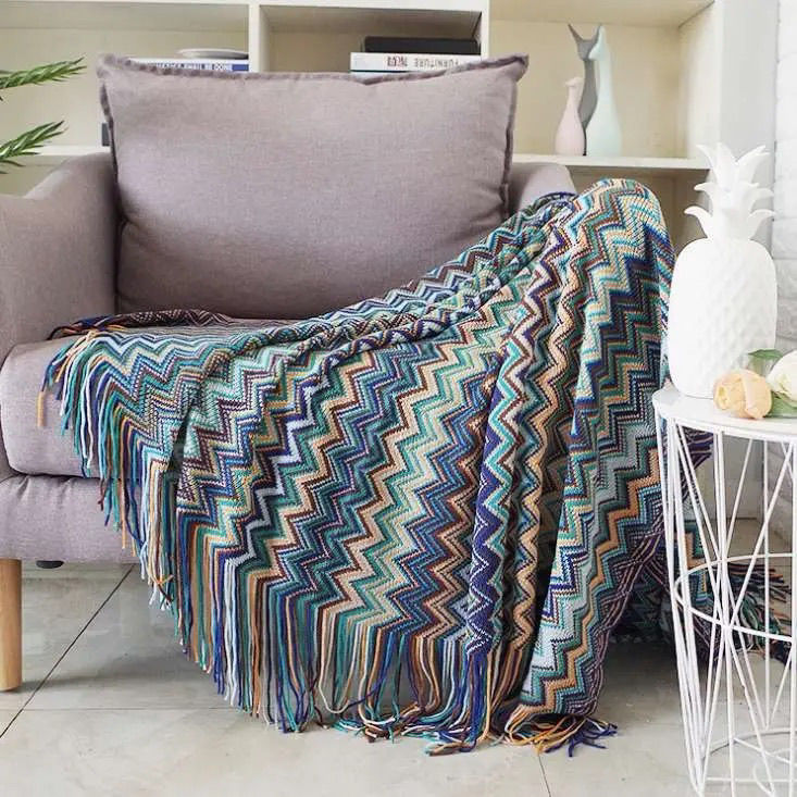 Bohemian soft knit Blanket(130*200cm)