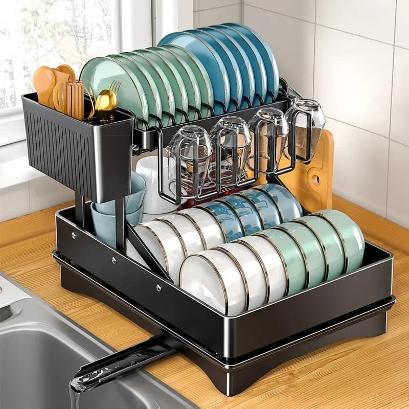 2 Tier Foldable Dish Drying Rack