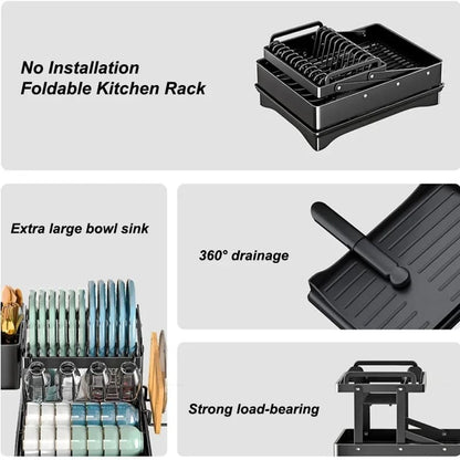 2 Tier Foldable Dish Drying Rack